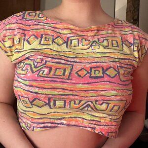 NEON PRINT CROP TOP VINTAGE 1980s
